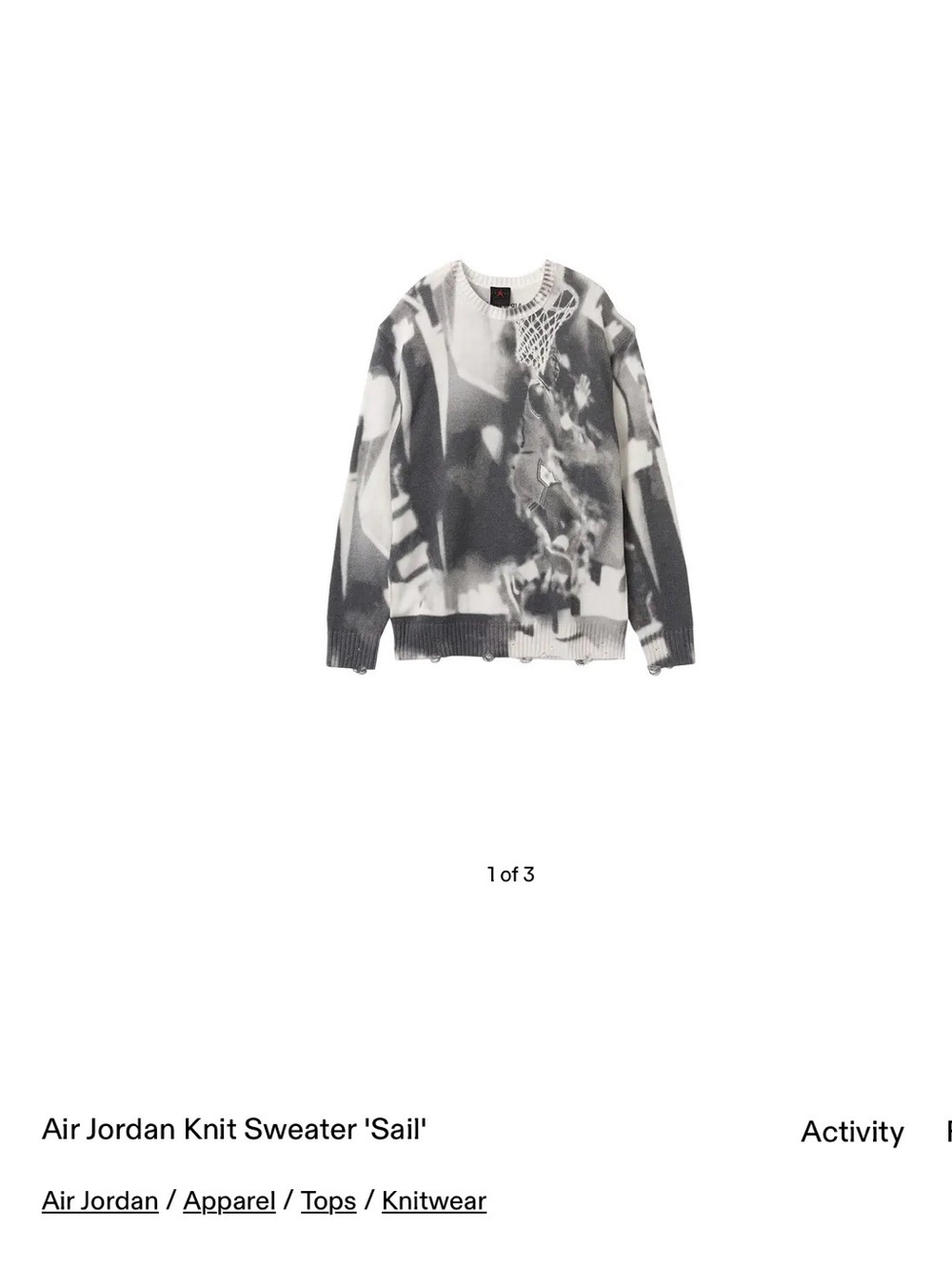 Jordan Mens 'Sail' Black & White Knit Sweater